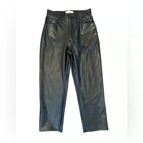 Abercrombie & Fitch Vegan Leather Ankle Straight Pant Size 4 Short - Picture 3 of 10